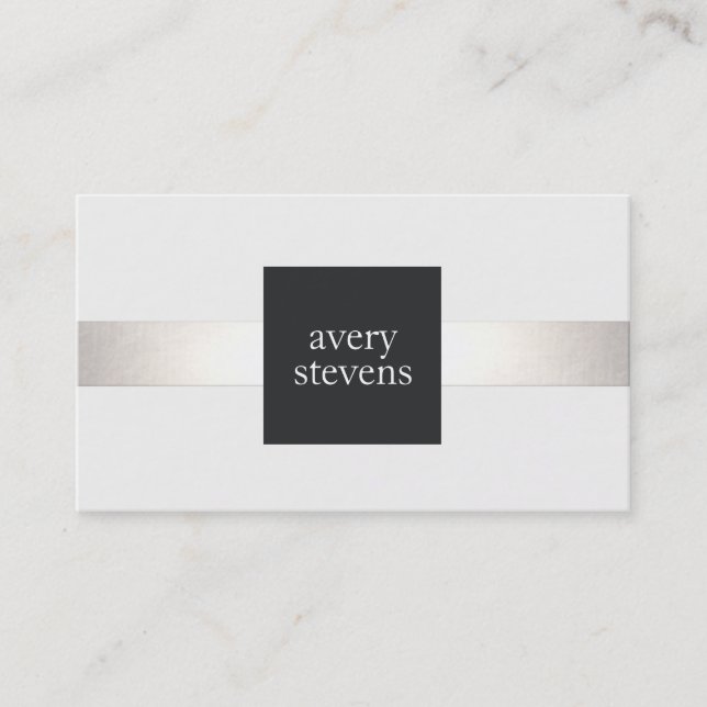 Moderner Designer Silber gestreift Schwarz-Weiß Visitenkarte (Vorderseite)