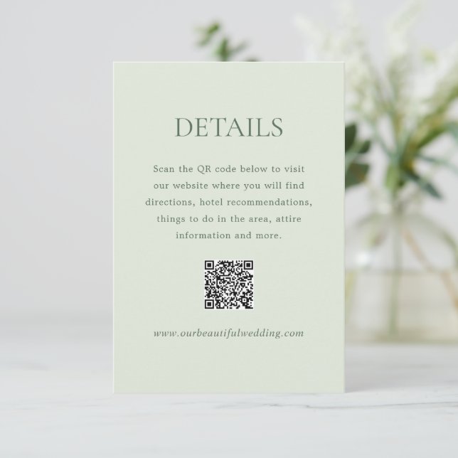 Moderner deutscher QR-Code Elegante Hochzeit Begleitkarte (Stehend Vorderseite)