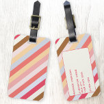 Moderner Diagonal Candy Strip Personalisiert Gepäckanhänger<br><div class="desc">Modernes,  in warmen Tönen gehaltenes,  diagonal gestreiftes Design mit personalisierten Namen- und Adressdetails auf der Rückseite.</div>