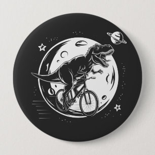 Moderner Dinosaurier auf einem Fahrrad im Himmel m Button