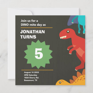 Moderner Dinosaurier-Kindergeburtstag Einladung
