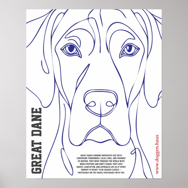 Moderner Dogge-Plakat grün  Poster (Vorne)
