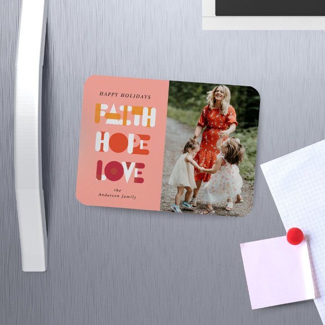 Moderner Drehbuchglauben hoffen Liebe Foto Urlaubs Magnet (Von Creator hochgeladen)