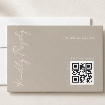 Moderner Dunkelbeige-Hochzeitsstichtag-QR-Code