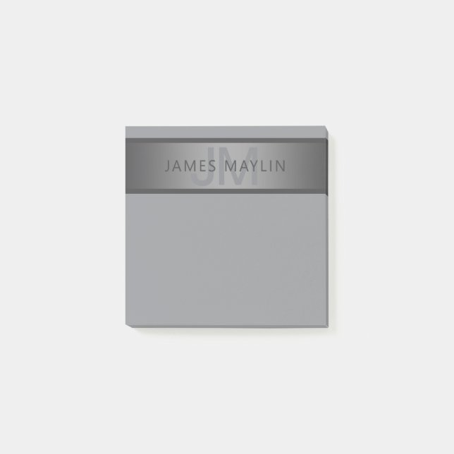 Moderner dunkelgrauer Gradient Name oder Firmennam Post-it Klebezettel (Vorderseite)