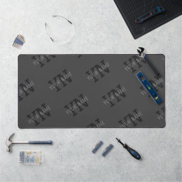 Moderner, dunkelgrauer Mit Monogramm Name/anderer  Schreibtischunterlage