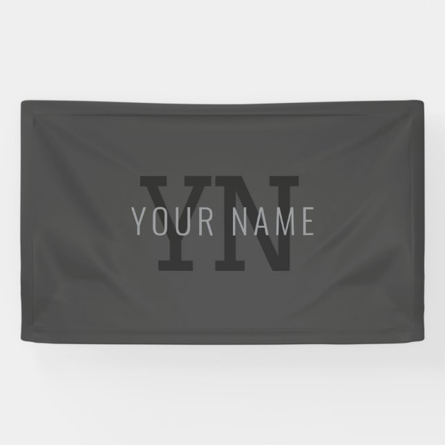 Moderner dunkelgrauer Mit Monogramm Name (oder and Banner (Horizontal)