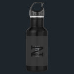 Moderner dunkelgrauer Mit Monogramm Name (oder and Edelstahlflasche<br><div class="desc">Modernes Monogramm für einen Namen oder einen anderen Text,  bearbeiten,  wie Sie wollen!</div>