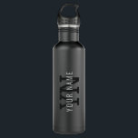 Moderner dunkelgrauer Mit Monogramm Name (oder and Edelstahlflasche<br><div class="desc">Modernes Monogramm für einen Namen oder einen anderen Text,  bearbeiten,  wie Sie wollen!</div>