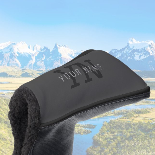 Moderner dunkelgrauer Mit Monogramm Name (oder and Golf Headcover (Von Creator hochgeladen)