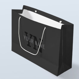 Moderner dunkelgrauer Mit Monogramm Name (oder and Große Geschenktüte