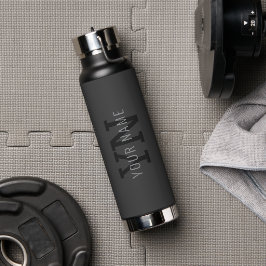 Moderner dunkelgrauer Mit Monogramm Name (oder and Trinkflasche