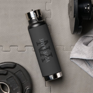 Moderner dunkelgrauer Mit Monogramm Name (oder and Trinkflasche