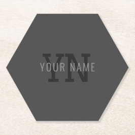 Moderner dunkelgrauer Mit Monogramm Name (oder and Untersetzer