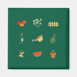 Moderner dunkelgrüner Gartenmagnet  Magnet