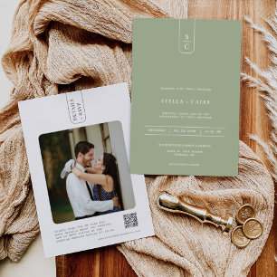 Moderner, dunkelgrüner Minimaler geometrischer Arc Einladung