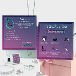 Moderner, dunkelrosa, blau glänzender Juwelierpfle Begleitkarte