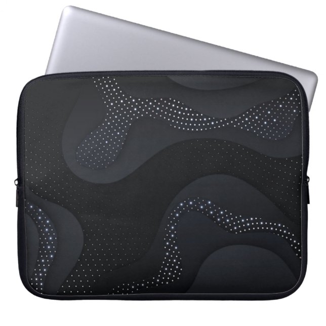 Moderner Dunkelsilber-Halbtonmuster - Laptop-Sieb Laptopschutzhülle (Vorderseite)