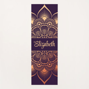 Moderner Dunkler Lila Mandala Individuelle Name Yo Yogamatte