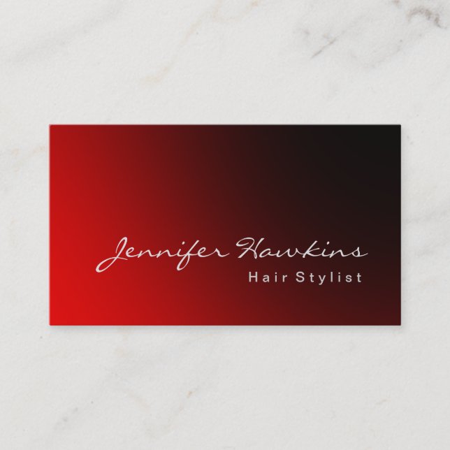 Moderner Dunkler Roter Haar Stylist Makeup Artist Visitenkarte (Vorderseite)