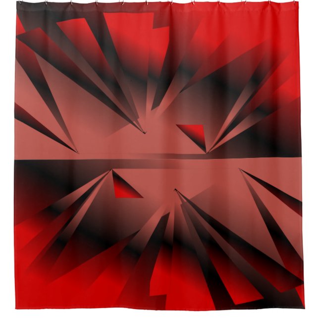 Moderner Duschvorhang rot/schwarz (Vorderseite)
