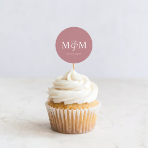 Moderner Dusty Rose Monogram Wedding Umschlag Aufk Runder Aufkleber