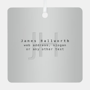 Moderner editierbarer Name & Slogan Grauer Gradi Ornament Aus Metall