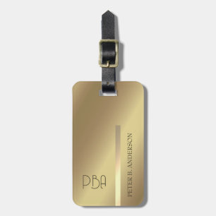 Moderner edler Gold-Metallischer mit Monogramm Nam Gepäckanhänger