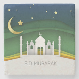 Moderner Eid Mubarak Papier Cut Moschee Stone Unte Steinuntersetzer