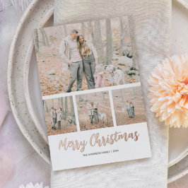 Moderner, einfacher 4 Foto Weihnachtsfeiertag Folien Feiertagskarte