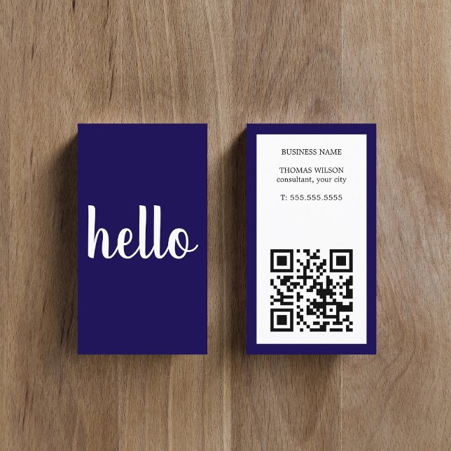 Moderner einfacher blauer weißer QR-Code Berater Visitenkarte (Von Creator hochgeladen)