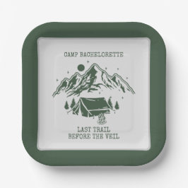 Moderner einfacher Camping Weekend Junggeselinnen- Pappteller