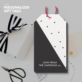 Moderner einfacher Chic Black und White Polka Dot Geschenkanhänger