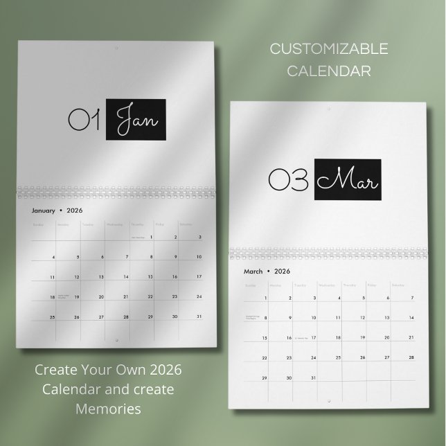 Moderner Einfacher Eleganter 2026 Kalender (Von Creator hochgeladen)