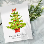 Moderner, einfacher Eleganter Watercolor Weihnacht Feiertagskarte<br><div class="desc">Design besteht aus dem modernen einfachen Weihnachtsbaum in Aquarell. Abrufbar unter: http://www.zazzle.com/store/selectpartysupplies</div>