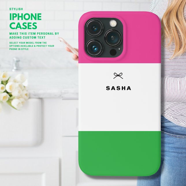 Moderner einfacher Farbblock rosa und grün mit Bow Case-Mate iPhone Hülle (Von Creator hochgeladen)