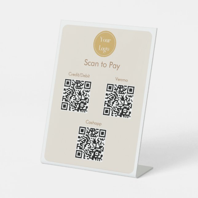 Moderner einfacher gelber Cremes Scan zur Zahlung  Sockelschild (Vorderseite)