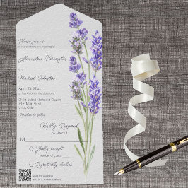 Moderner einfacher Heather Sprigs QR Code All In One Einladung