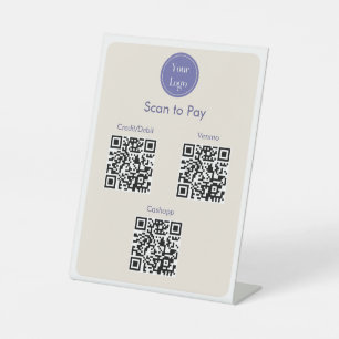 Moderner, einfacher Lila Scan zur Zahlung von QR-C Sockelschild