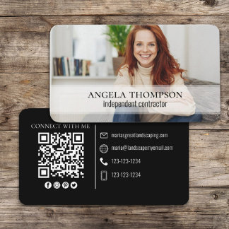 Moderner einfacher Minimalistischer Foto mit QR-Co Visitenkarte