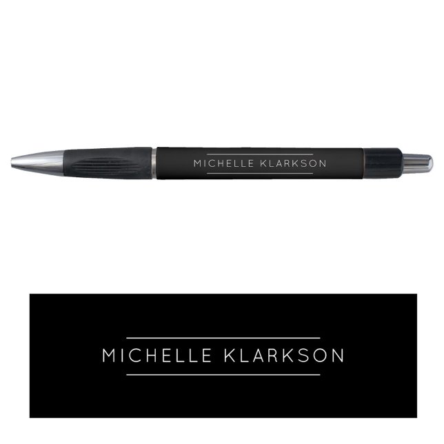 Moderner einfacher Minimalistischer Mit Monogramm  Kugelschreiber (Modern Simple Minimalist Black Monogrammed Name Pen)