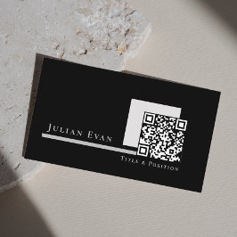 Moderner einfacher monochromer QR-Code in Schwarz Visitenkarte