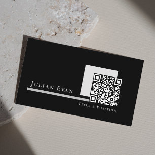 Moderner einfacher monochromer QR-Code in Schwarz Visitenkarte