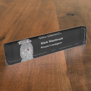 Moderner einfacher privater Ermittler Fingerabdruc Namensplakette