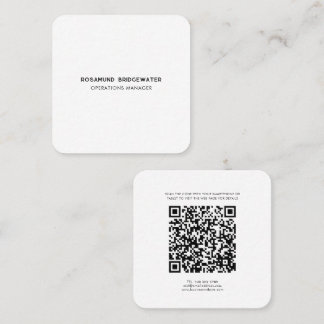 Moderner einfacher QR-Code für trendige Mitarbeite Quadratische Visitenkarte