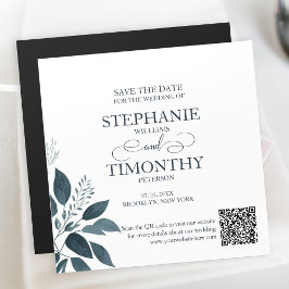 Moderner einfacher QR-Code Save the Date Blue Wedd Magneteinladung