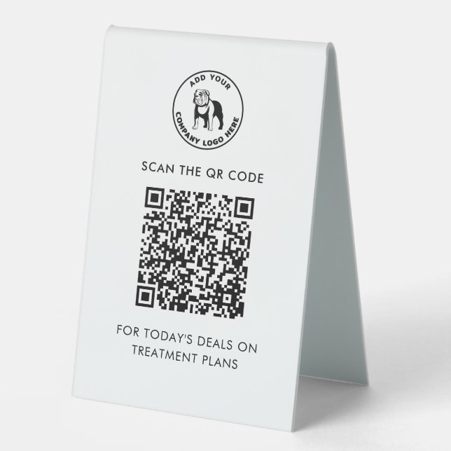 Moderner einfacher QR-Code und Business-Logo-Vette Tischaufsteller (Vorderseite)