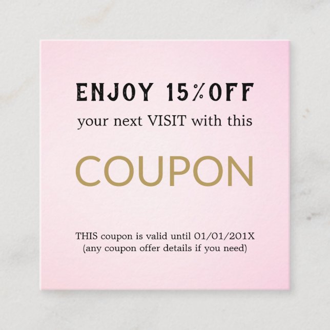 Moderner einfacher Salon-Rabattcoupon Rabattkarte (Vorderseite)