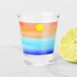 Moderner einfacher Sonnenuntergang Regenbogen farb Schnapsglas