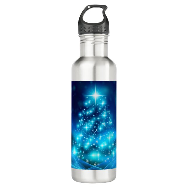 Moderner Electric Blue Christmas Tree mit Licht Edelstahlflasche (Vorderseite)